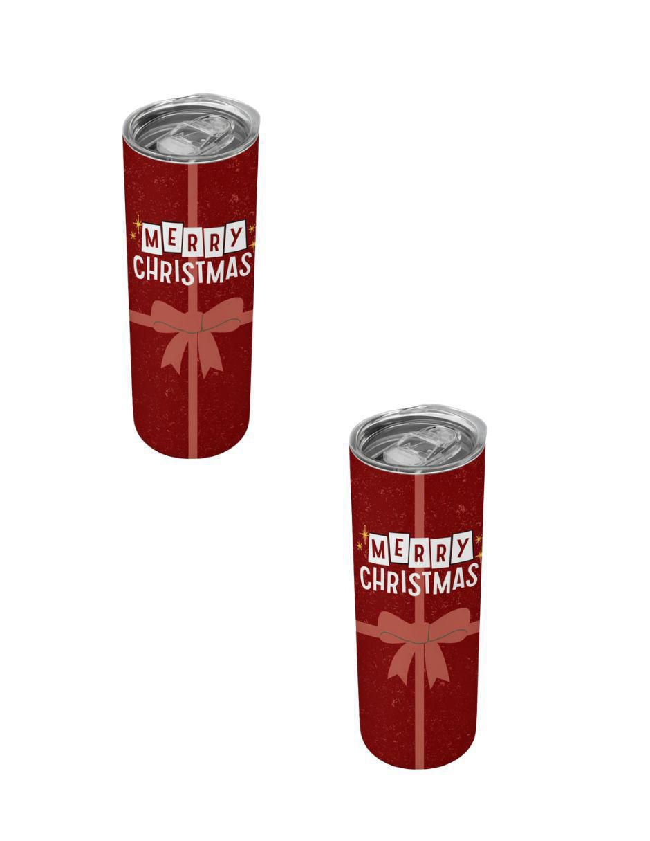 Termo navideño de acero inoxidable con tapa a presión Termo navideño de acero inoxidable con tapa a presión
