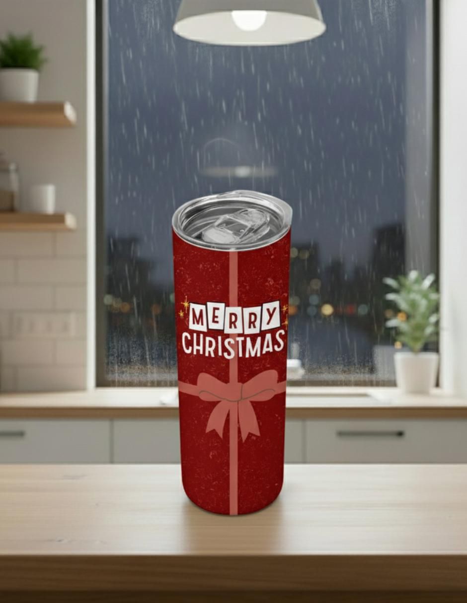 Termo navideño de acero inoxidable con tapa a presión 4