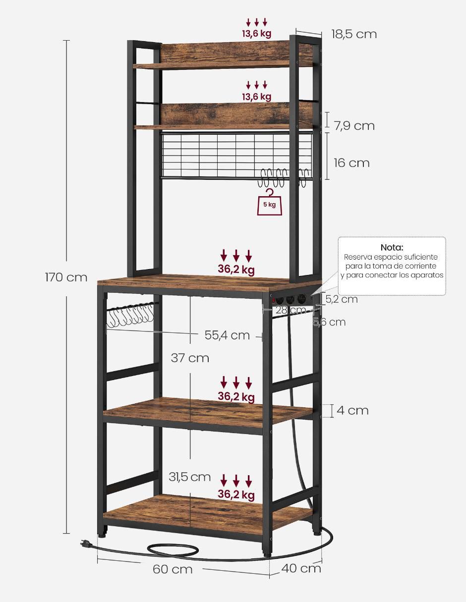 Estante de MDP Songmics Home Bellita MKKS037B01