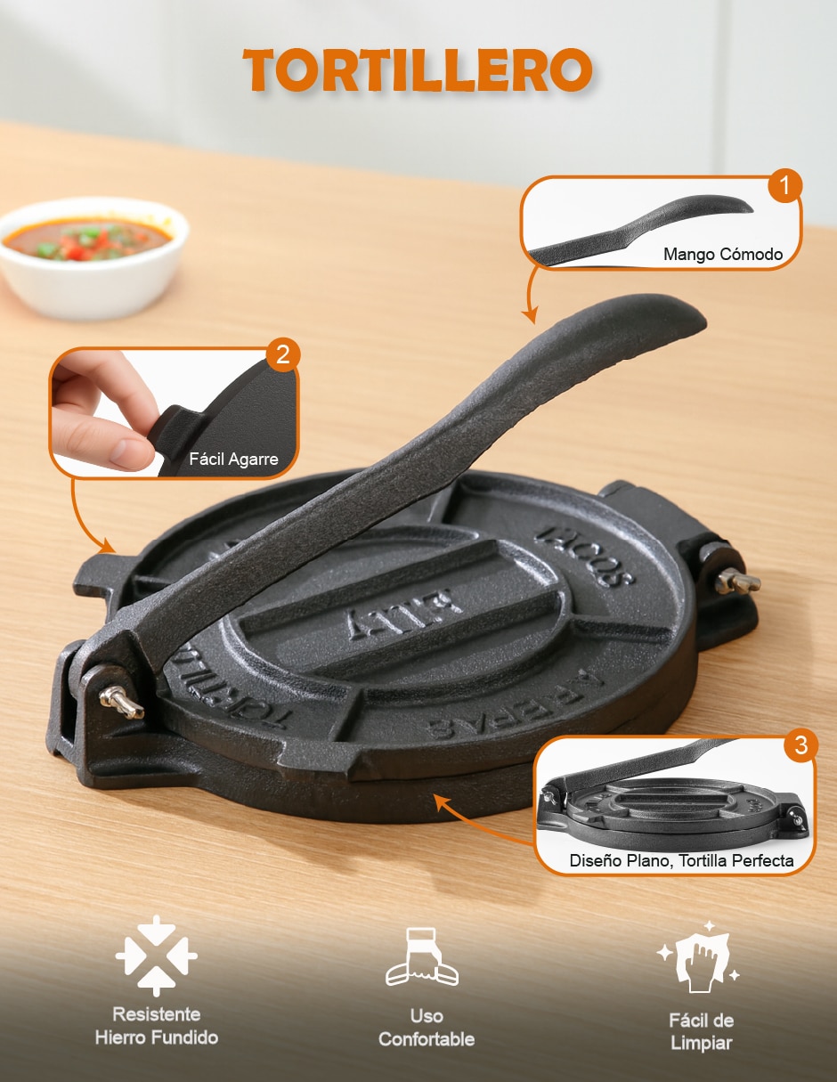 Prensa para tortillas de hierro fundido 5