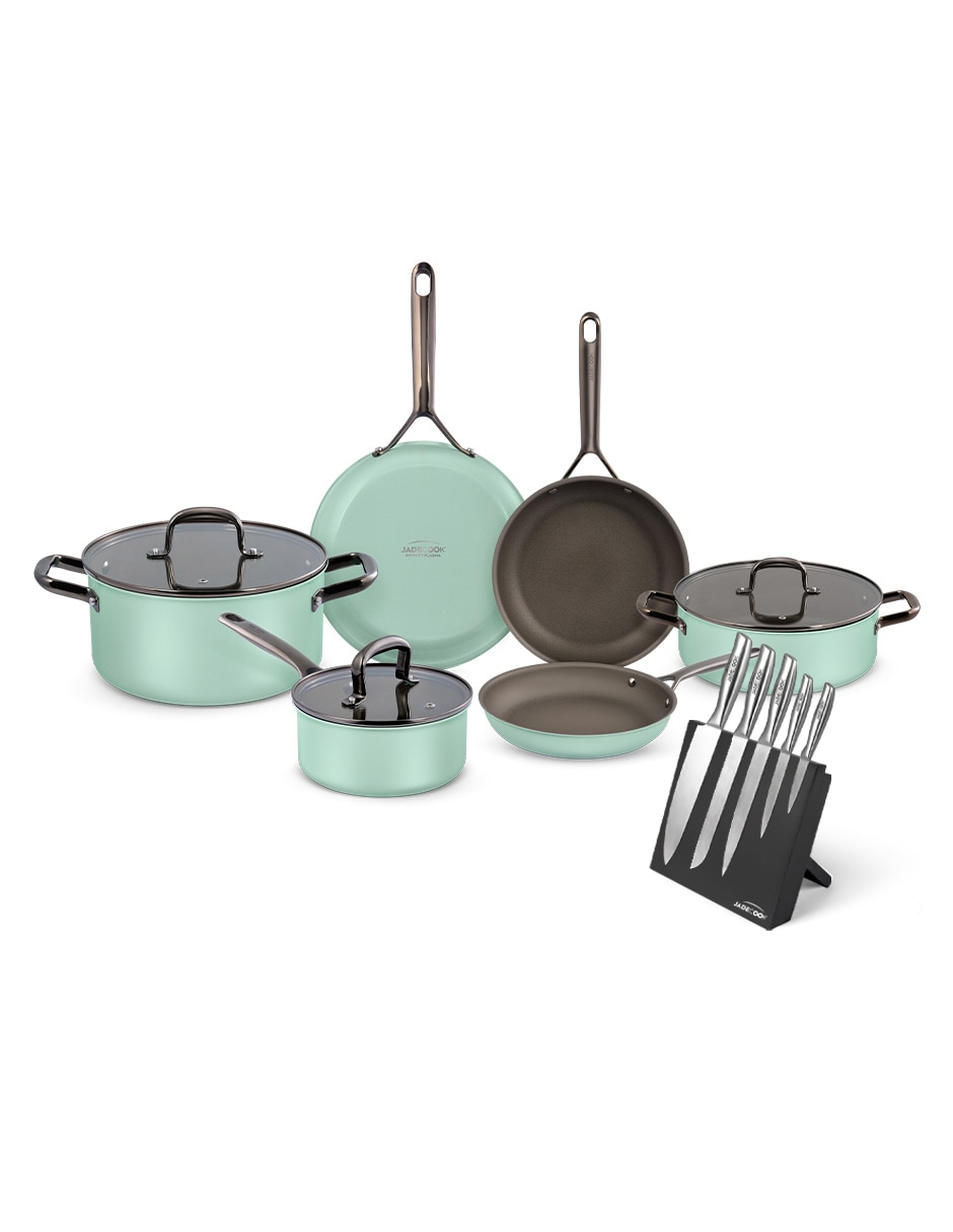 Batería de cocina Jade Cook de acero inoxidable antiadherente titanio 15 piezas