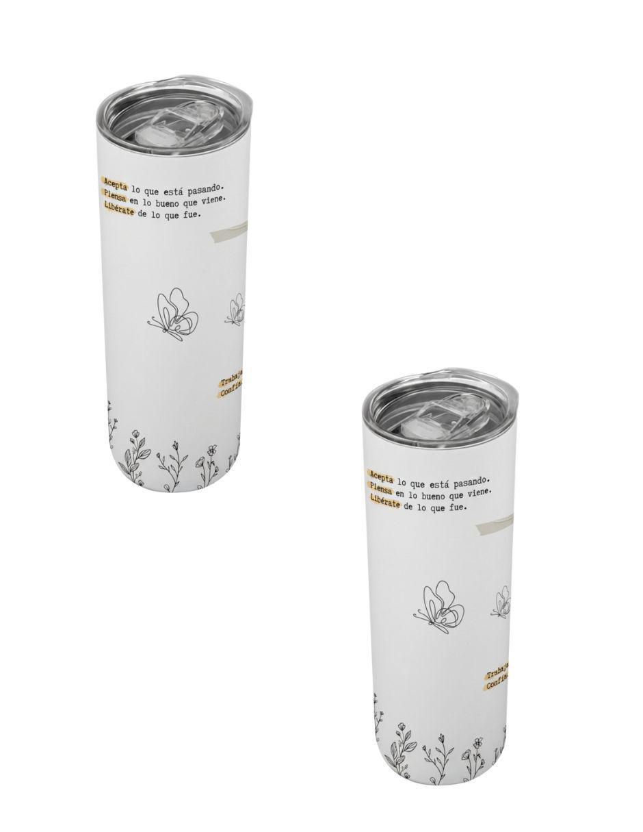Set termo de acero inoxidable con tapa a presión