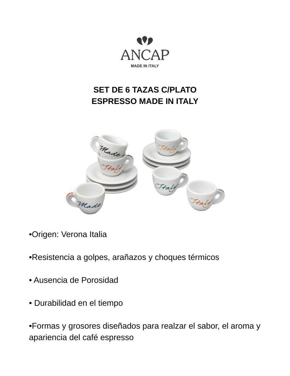 Set de tazas espresso Made In Italy 12 piezas