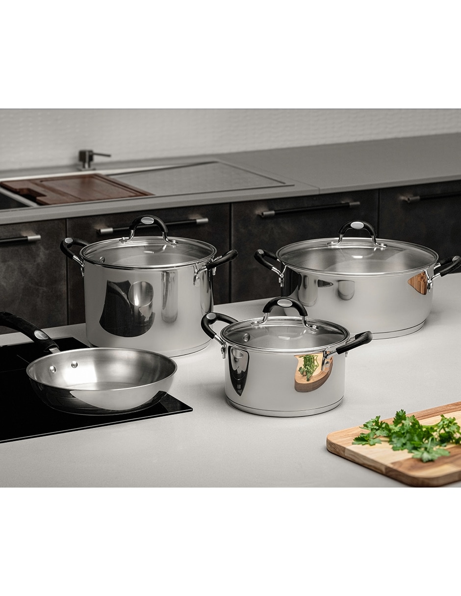 Batería de cocina tramontina 65100010 de acero inoxidable 7 piezas