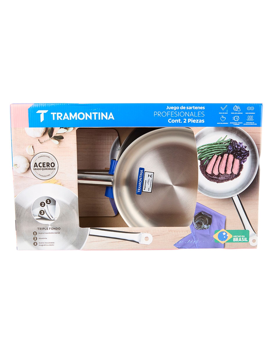 Set de sartenes professional inox  "de" acero inoxidable 2 piezas 4