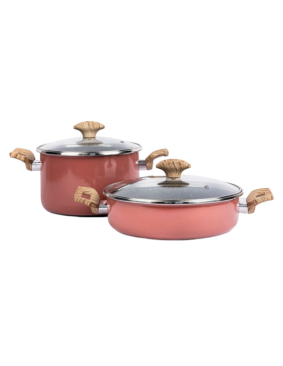 Batería De Cocina Vasconia De Acero Vitrificado Antiadherente Piedra 10 Piezas