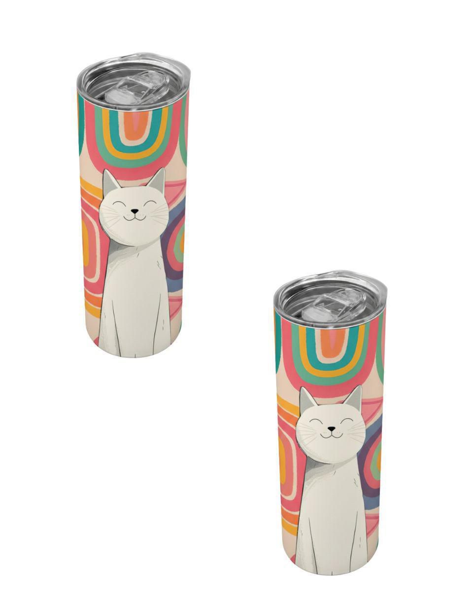 Set termo de acero inoxidable Gatos con tapa a presión Set termo de acero inoxidable Gatos con tapa a presión