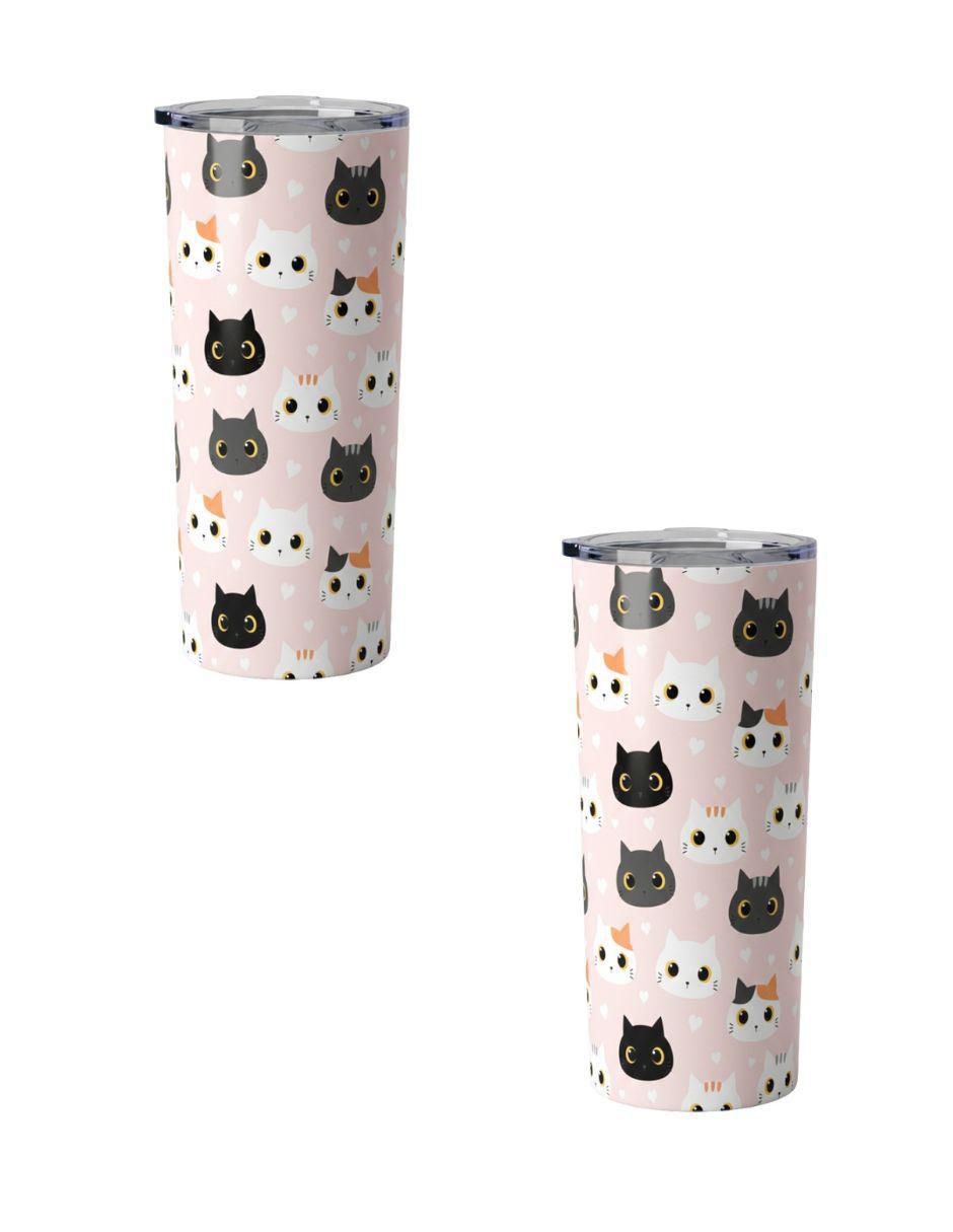 Set termo de acero inoxidable Gatos con tapa a presión Set termo de acero inoxidable Gatos con tapa a presión