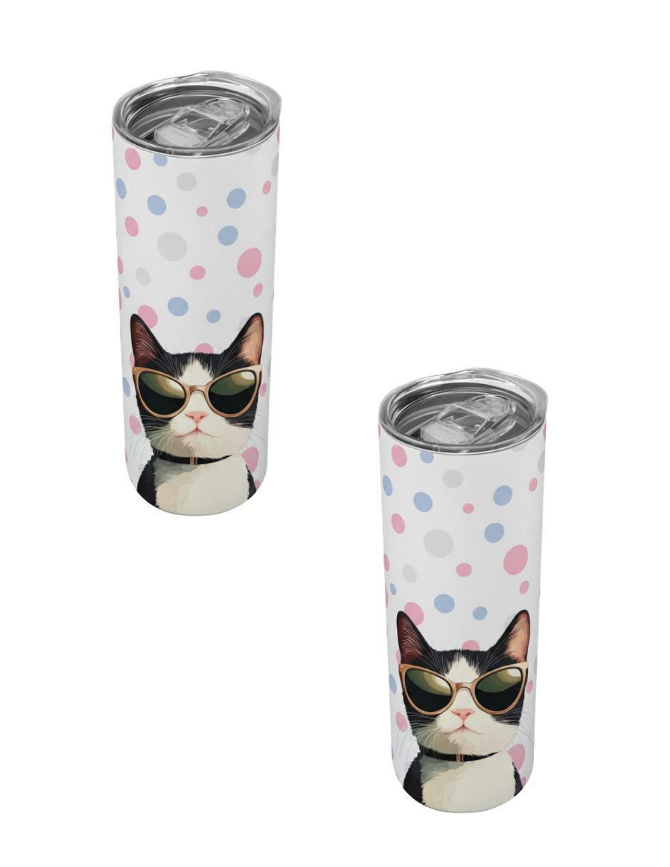 Set termo de acero inoxidable Gatos con tapa a presión Set termo de acero inoxidable Gatos con tapa a presión
