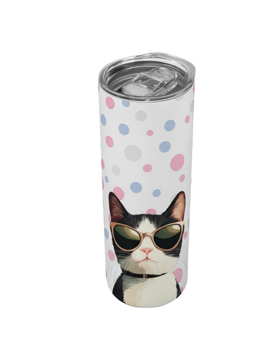 Set termo de acero inoxidable Gatos con tapa a presión 4