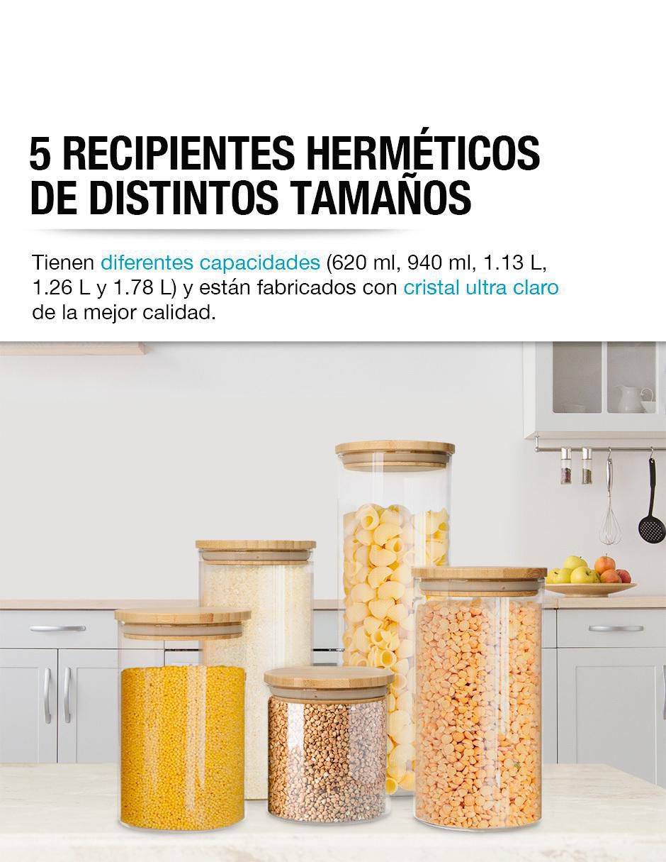 Set contenedores Casa Litus Herméticos de vidrio 5 piezas