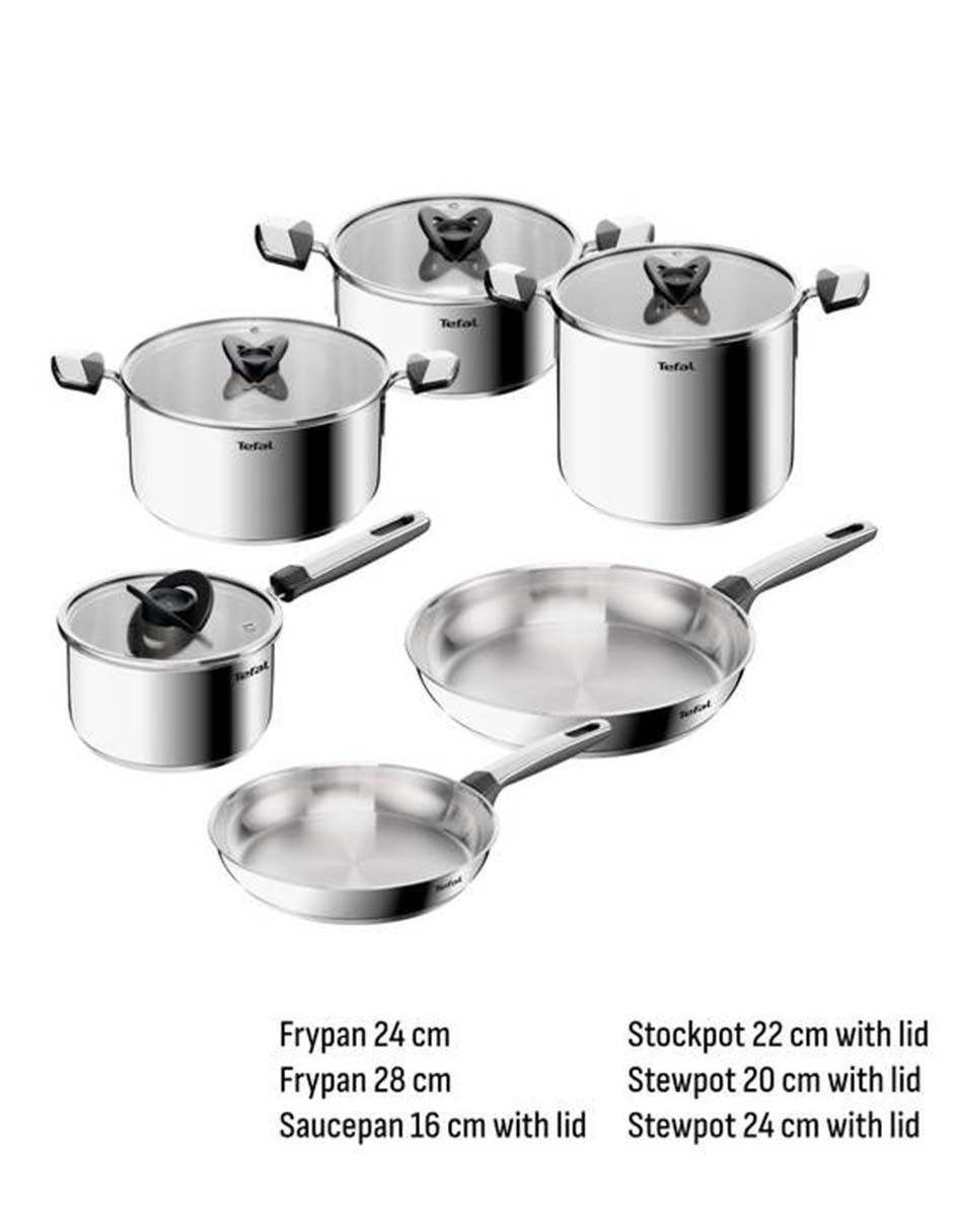 Batería de cocina T-fal Emotion + de acero inoxidable 9 piezas Batería de cocina T-fal Emotion + de acero inoxidable 9 piezas