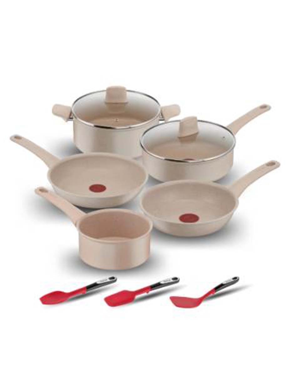Batería de cocina T-fal Delight 2.0 de aluminio antiadherente minerales naturales 10 piezas