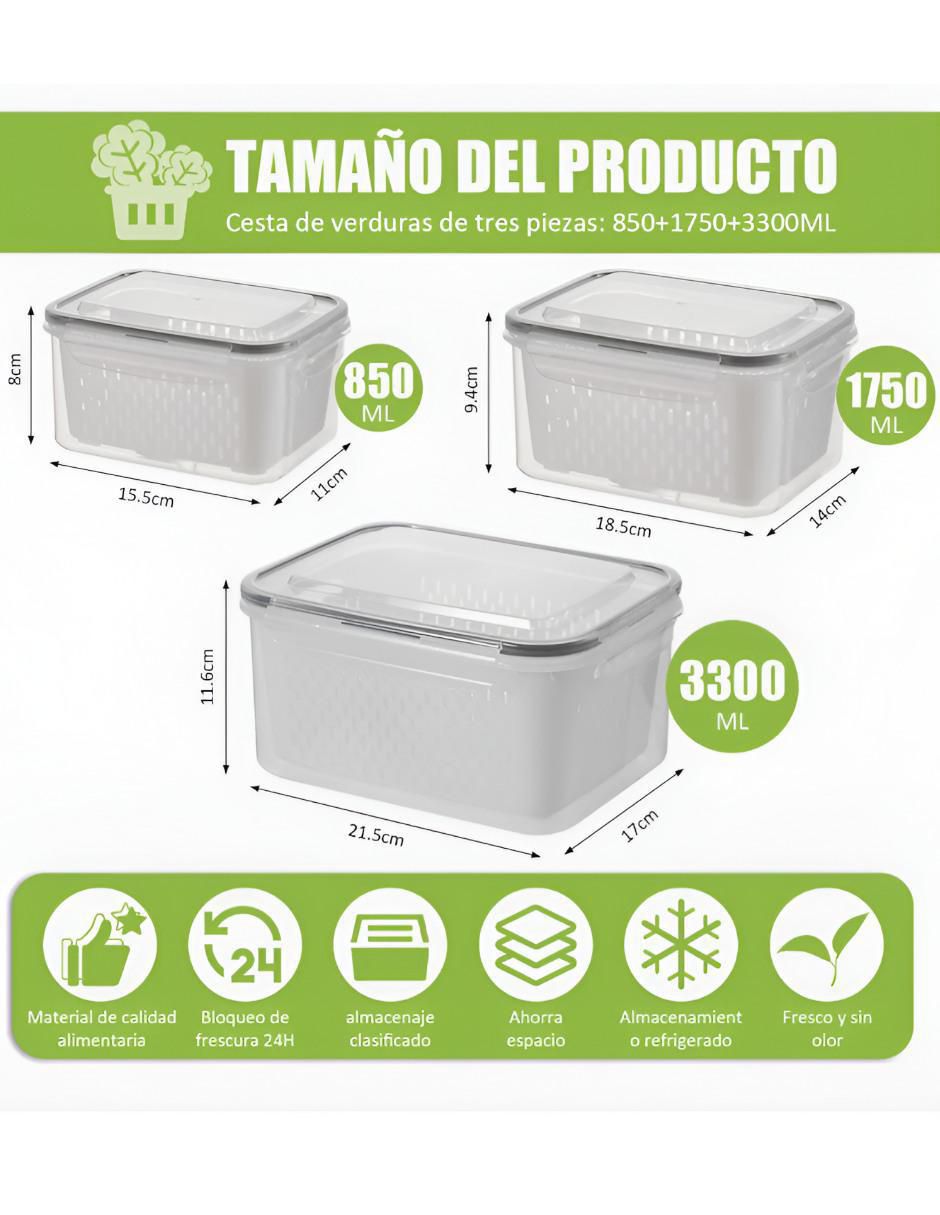 Contenedor de plástico 3 piezas 3