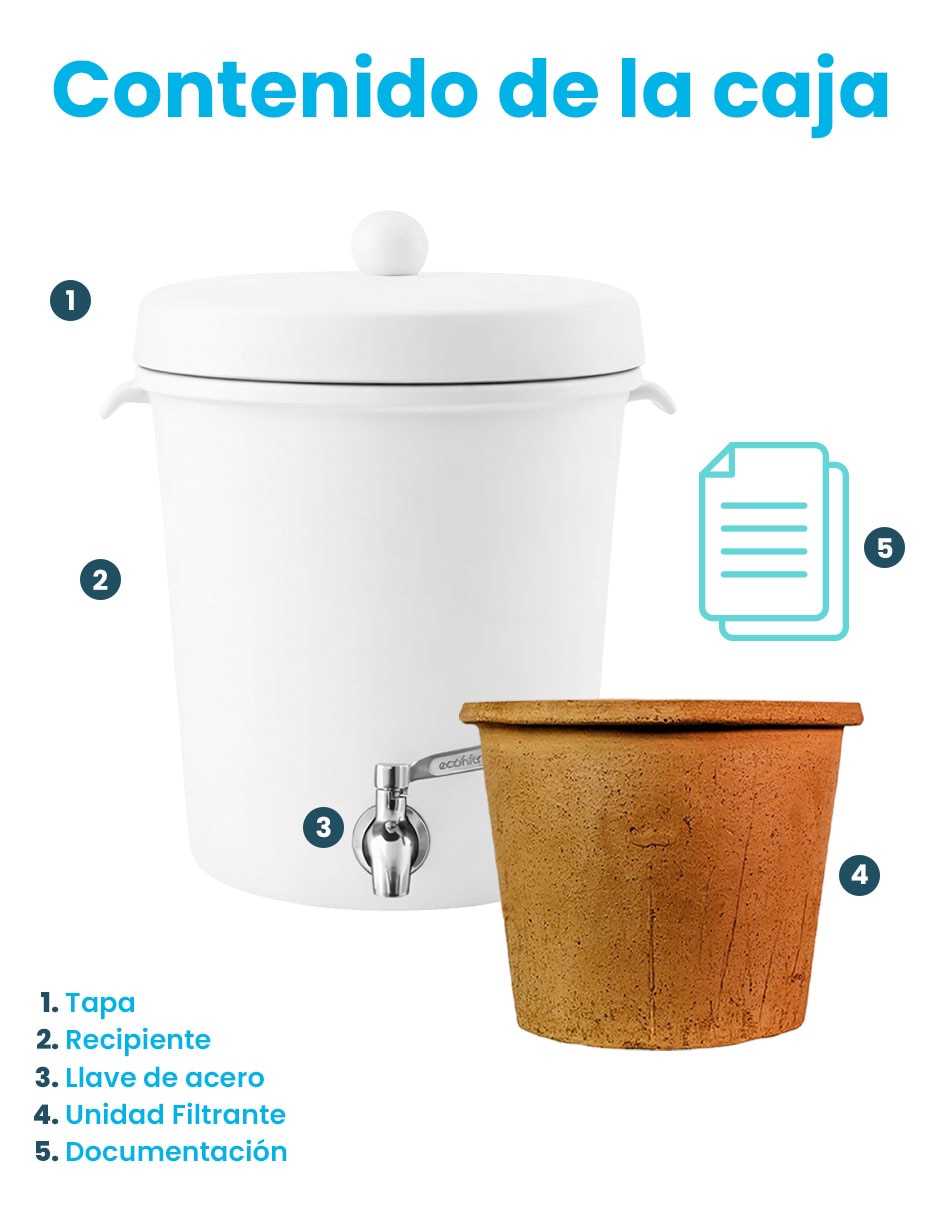 Purificador, dispensador y filtro de agua CERAMICA 8L BLANCO M 17