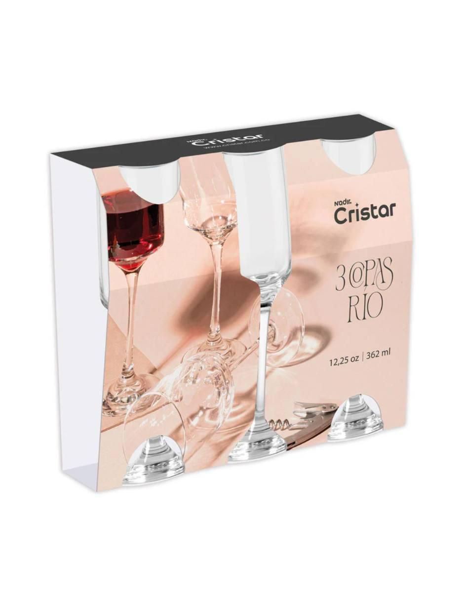 Set de copas para vino Rio de vidrio 3 piezas