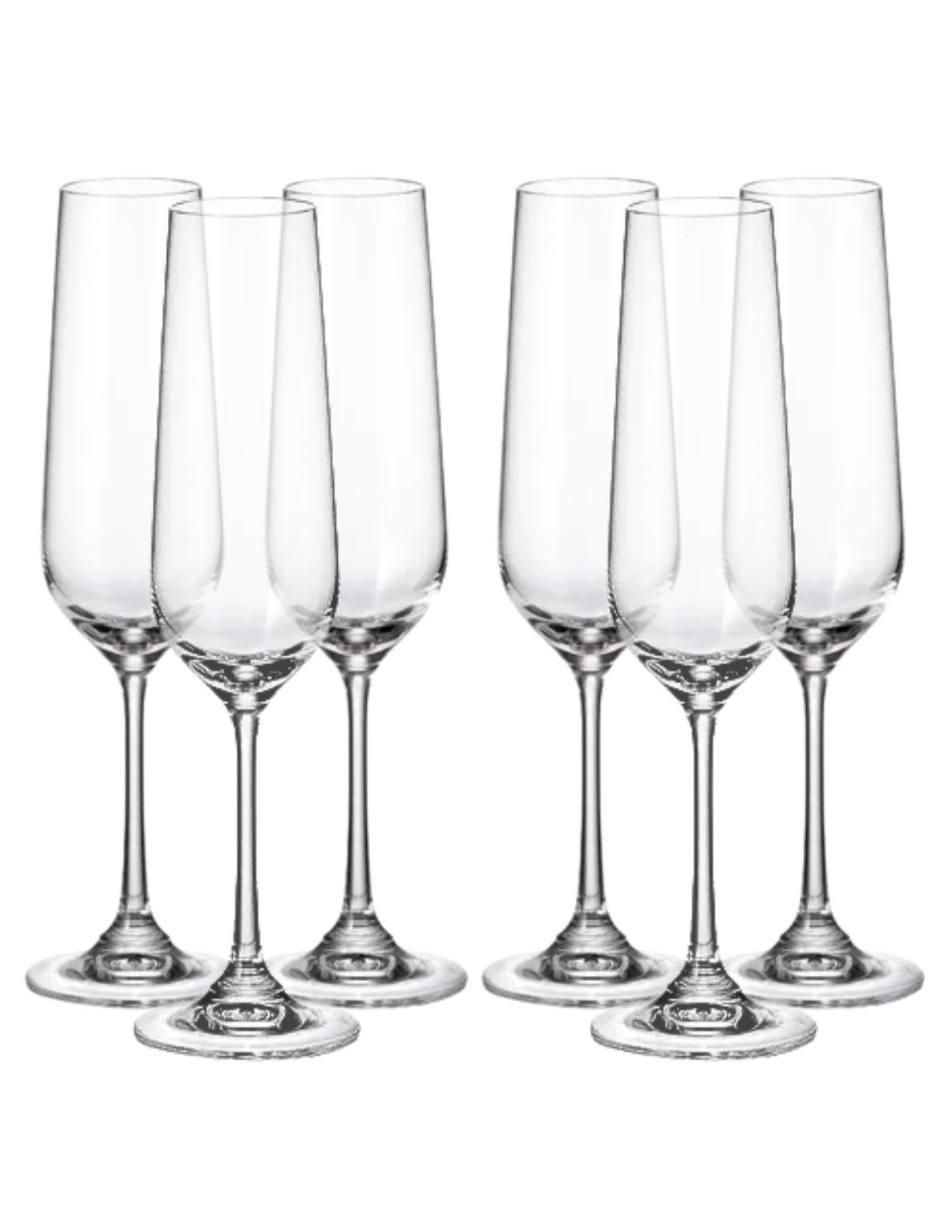 Set de copas para champán de vidrio 6 piezas