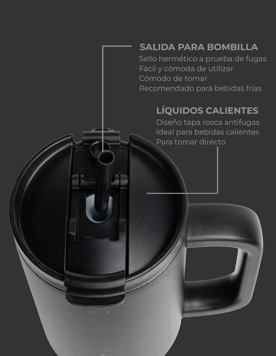 Termo de acero inoxidable con tapa rosca 1200 ml 2