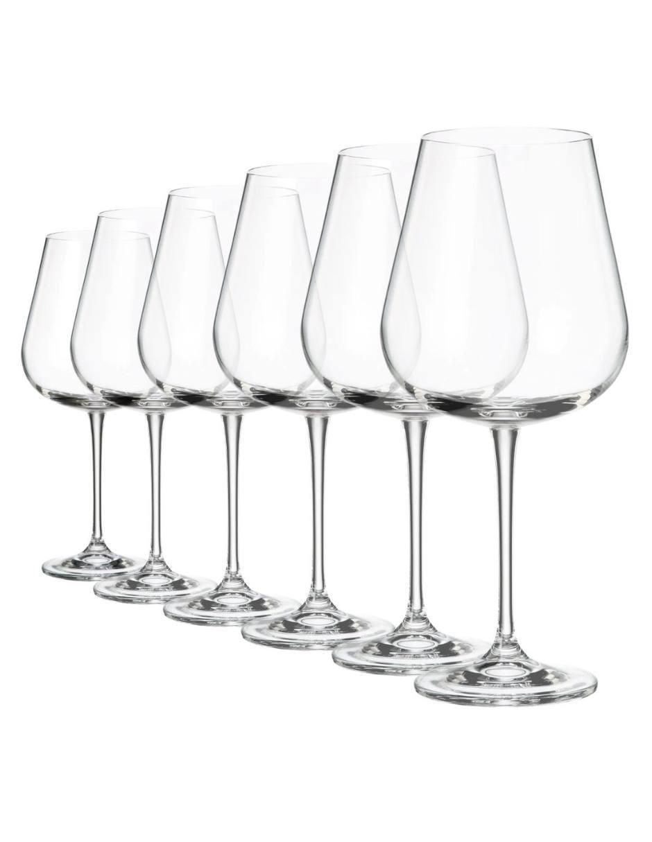 Set de copas para vino de vidrio 6 piezas
