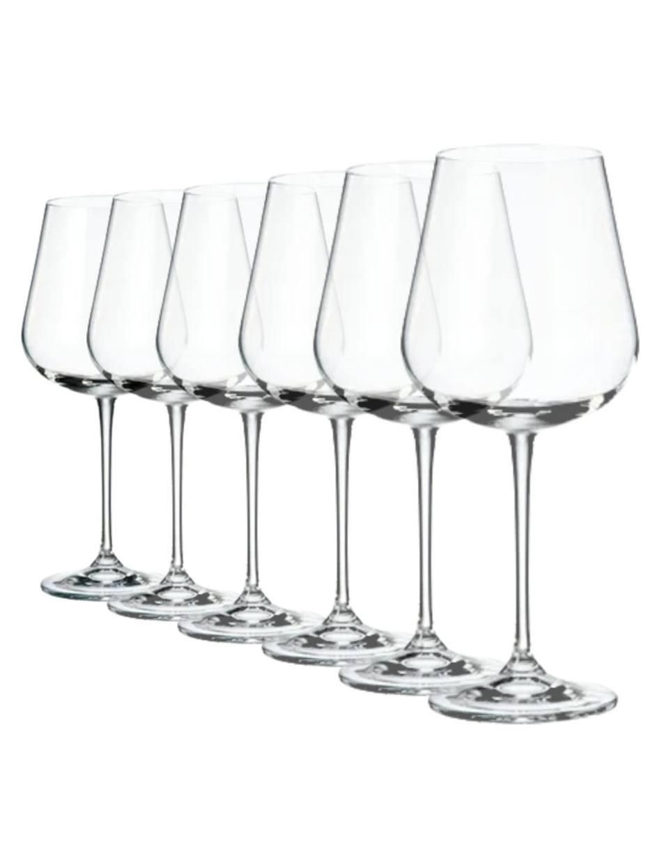 Set de copas para vino de vidrio 6 piezas