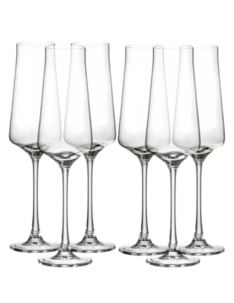 Set de copas para champán de vidrio 6 piezas