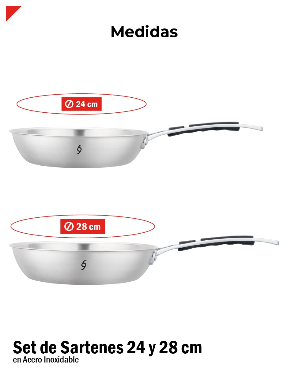 Set de sartenes Bogner de acero inoxidable 2 piezas