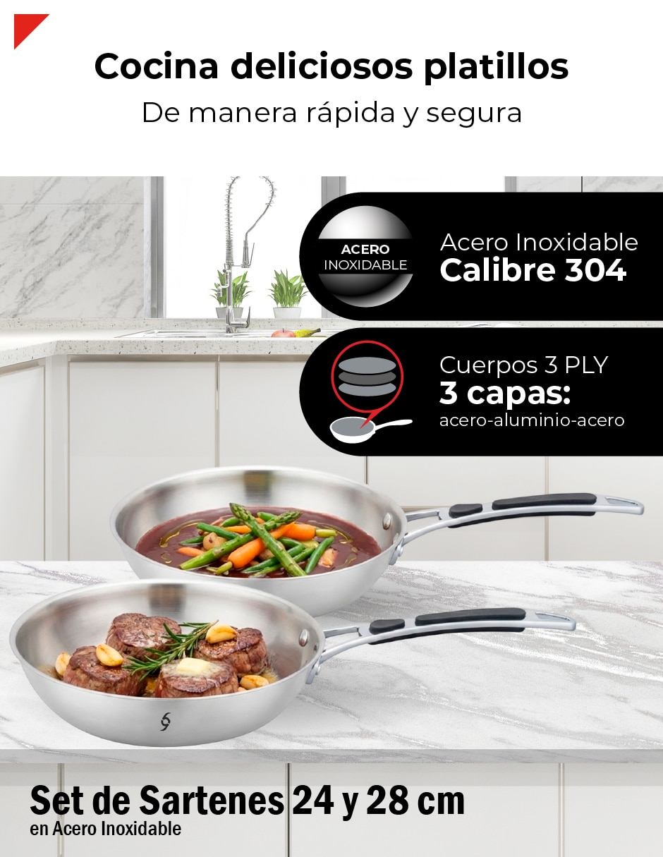 Set de sartenes Bogner de acero inoxidable 2 piezas