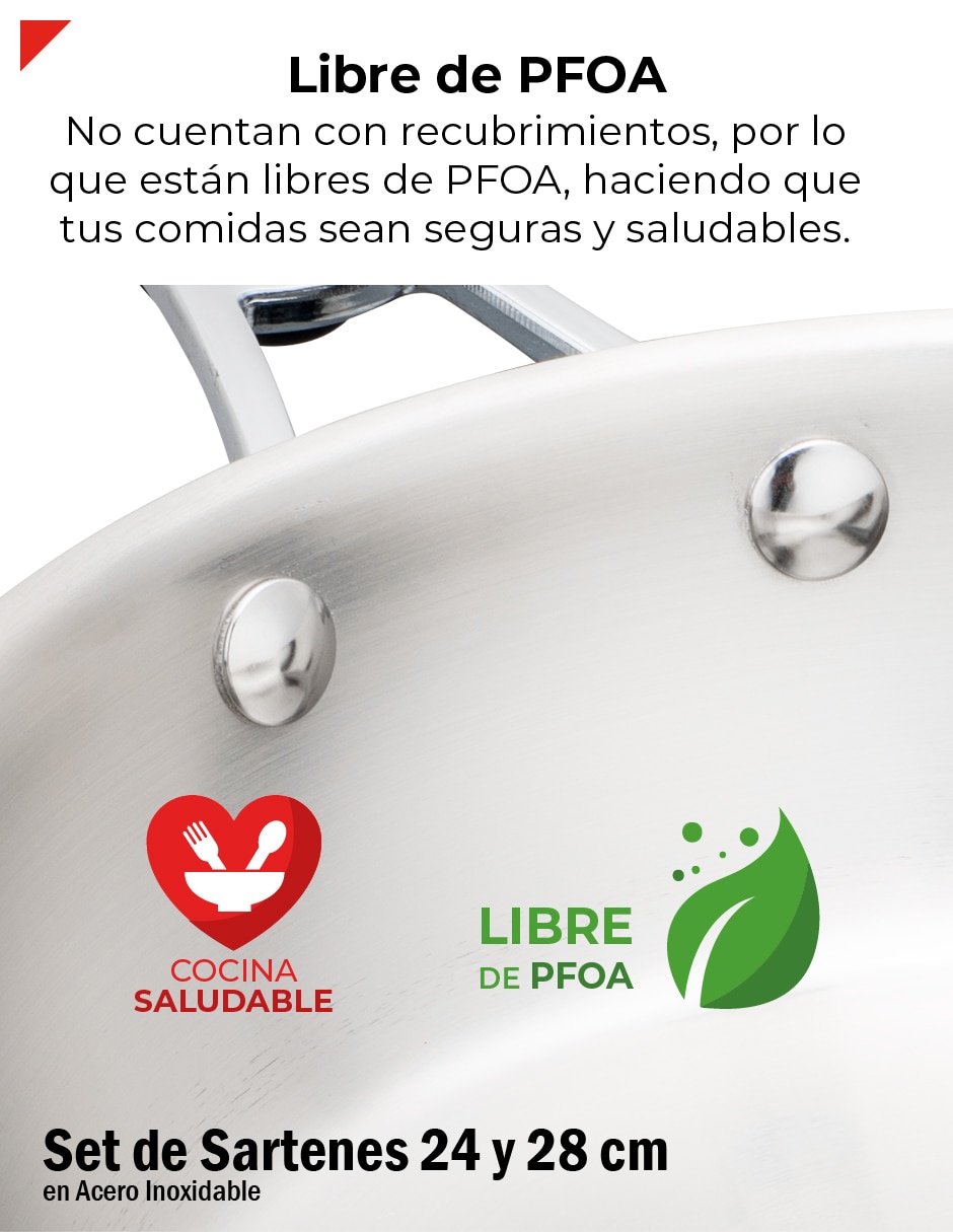 Set sartenes de acero inoxidable 2 piezas 8