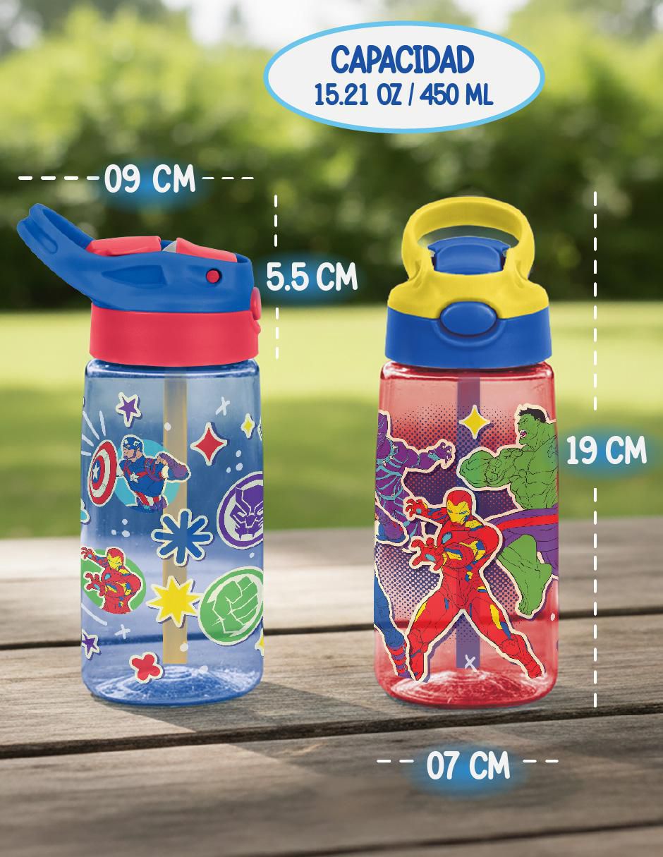Set botella de agua con tapa a prueba de derrame 450 ml 4
