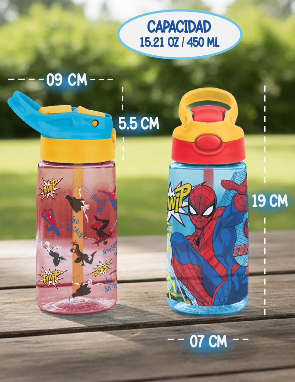 Set botella de agua con tapa a prueba de derrame 450 ml 4