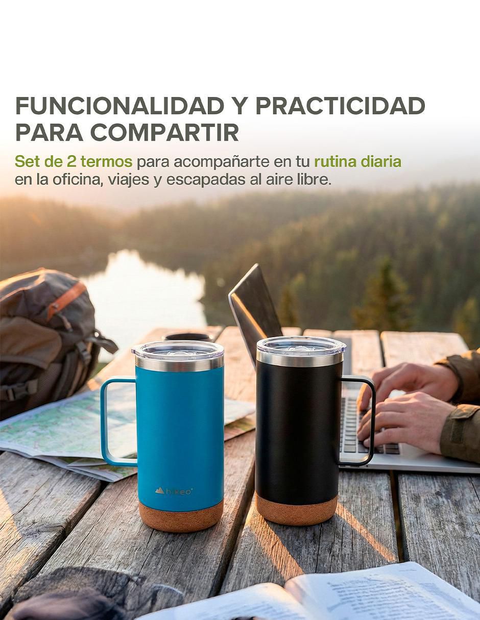 Set termo de acero inoxidable con tapa disc top 6