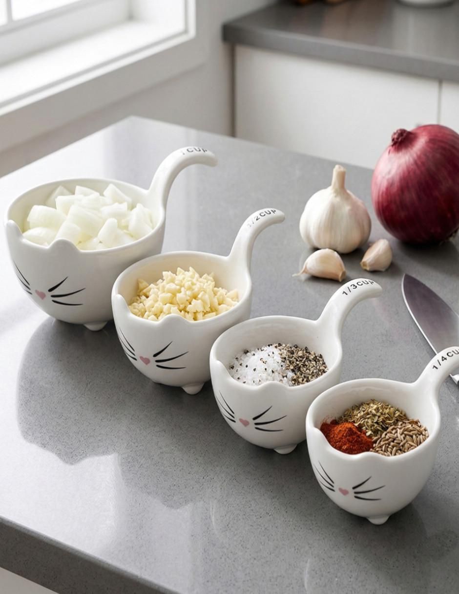 Set de tazas medidoras Ideen Cocina Gato 4 piezas