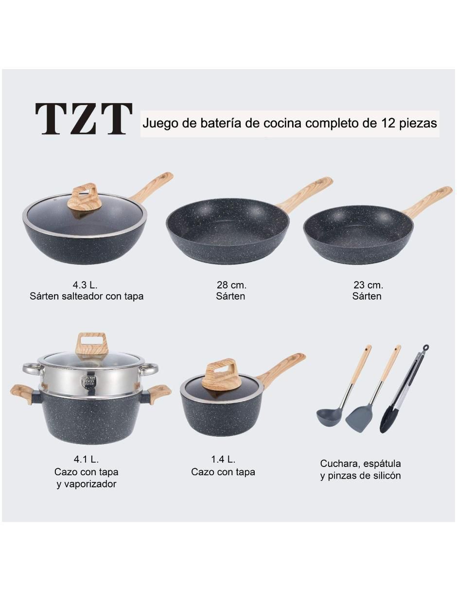 Batería de cocina U Shop Mexico US-307 antiadherente cerámica 12 piezas