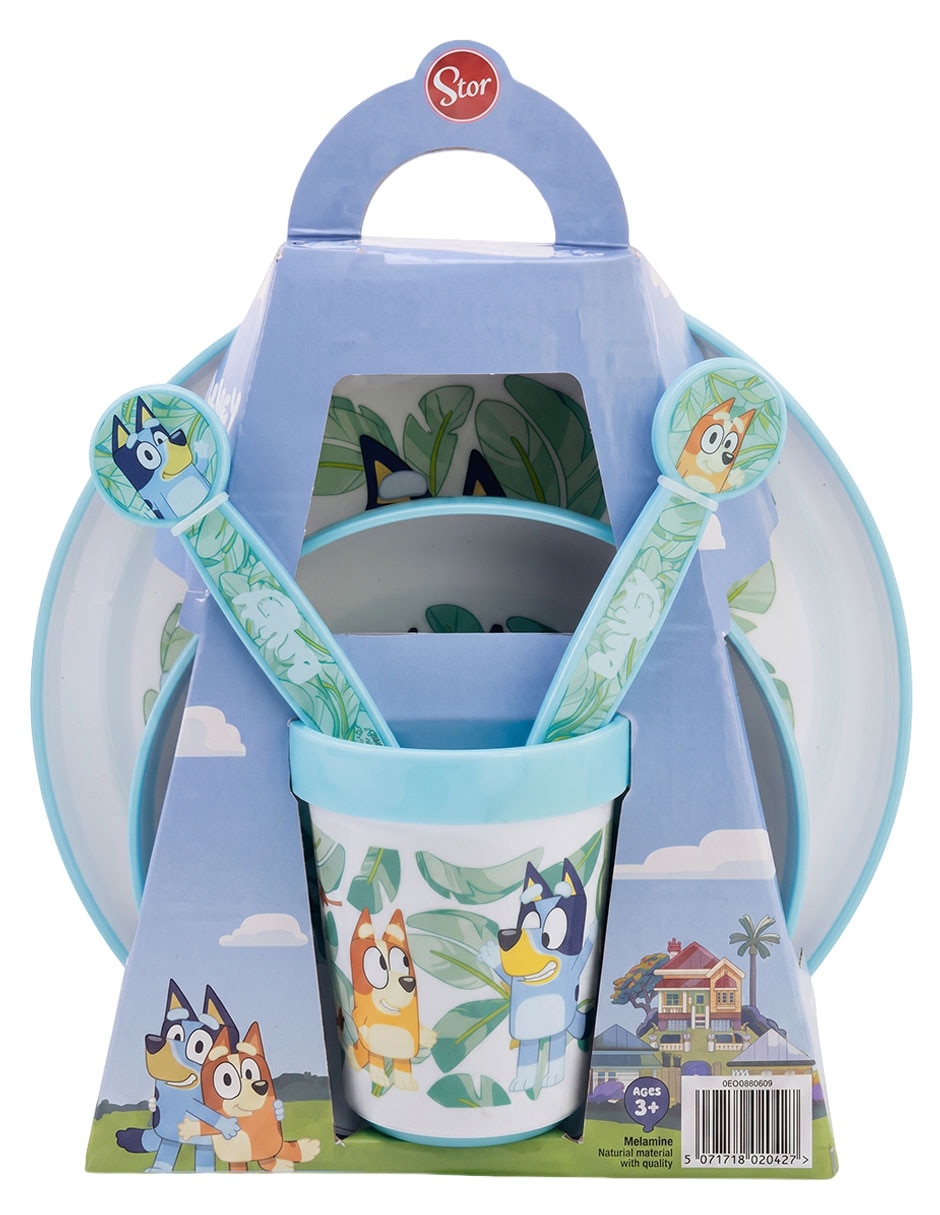 Kit vajilla infantil bluey de plástico 5 piezas 1