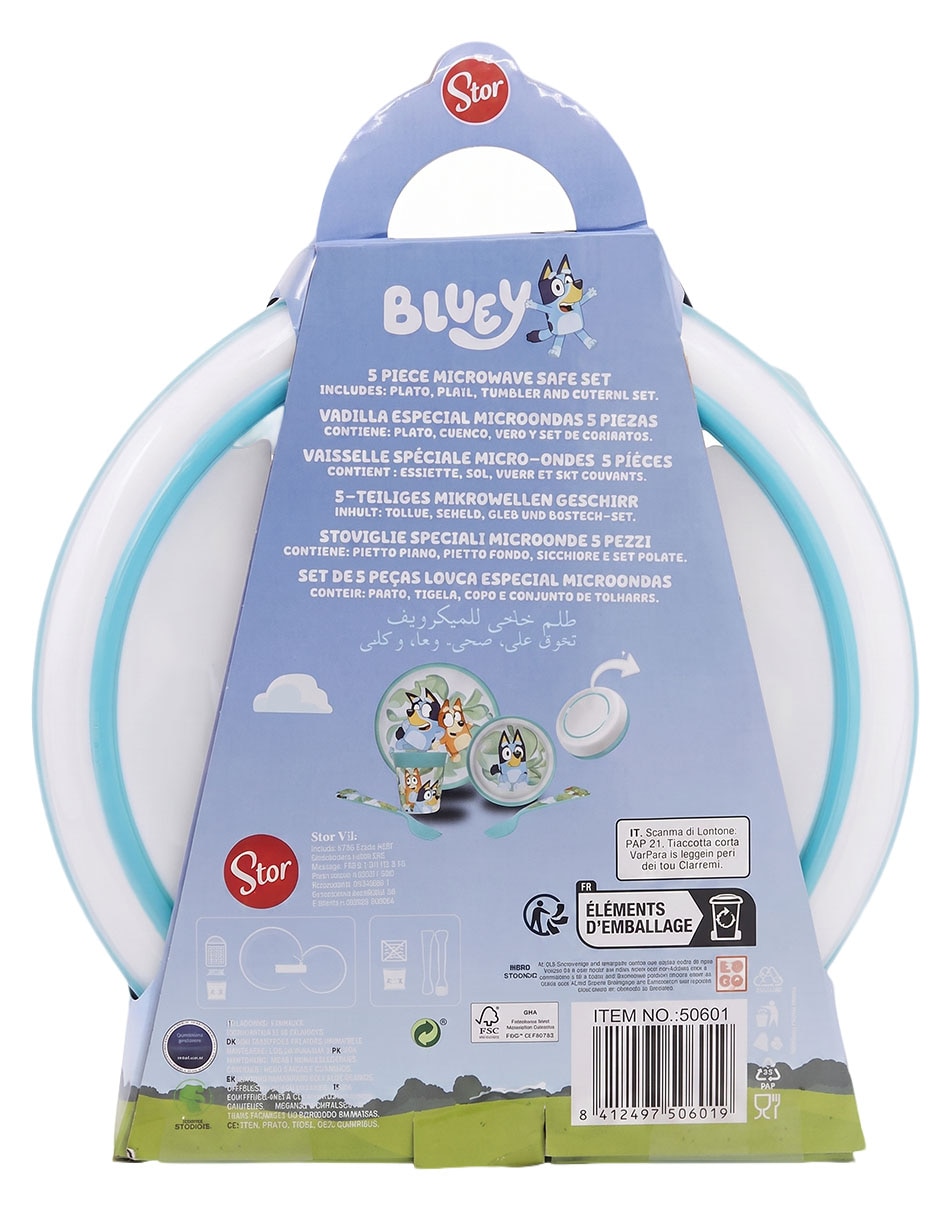 Kit vajilla infantil bluey de plástico 5 piezas 2
