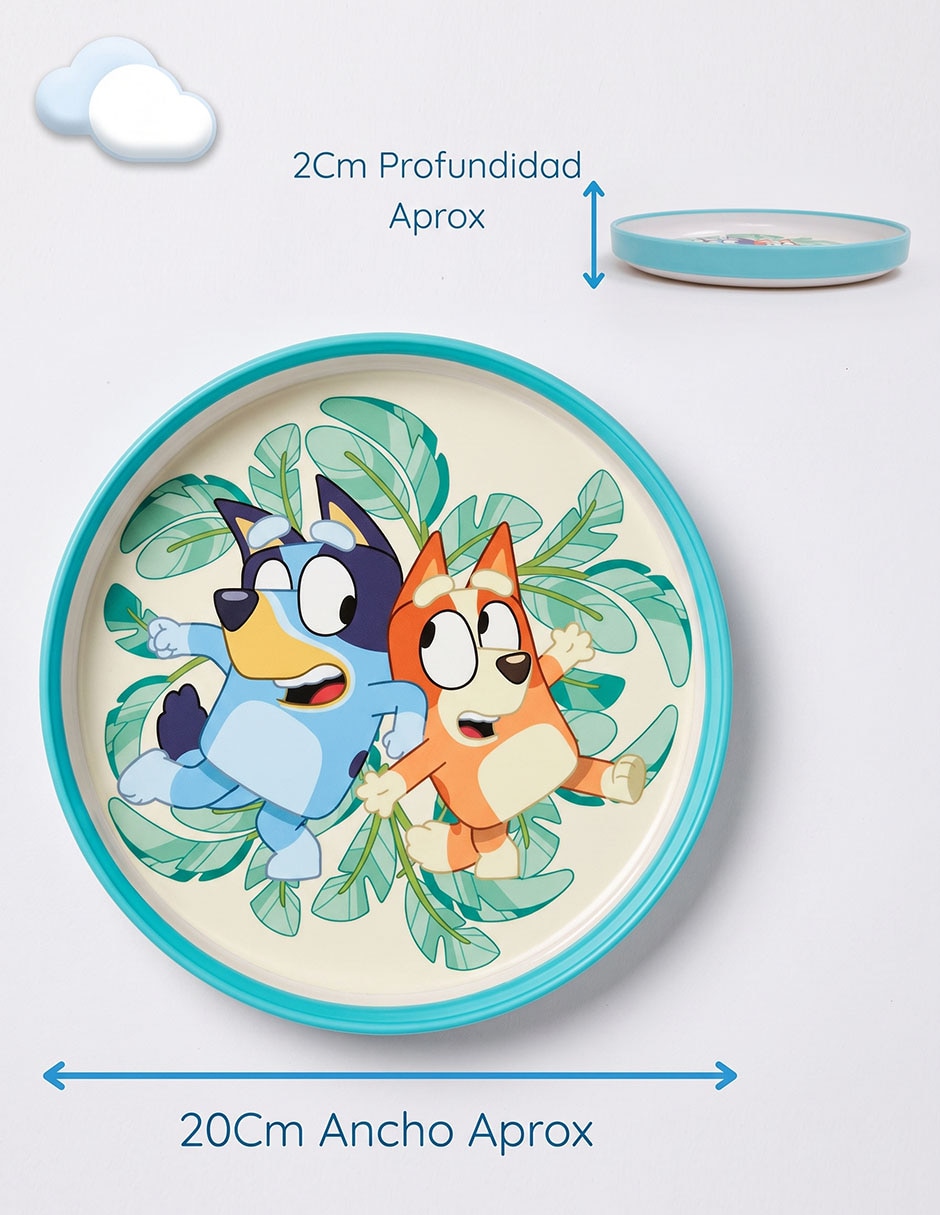 Kit vajilla infantil bluey de plástico 5 piezas 3