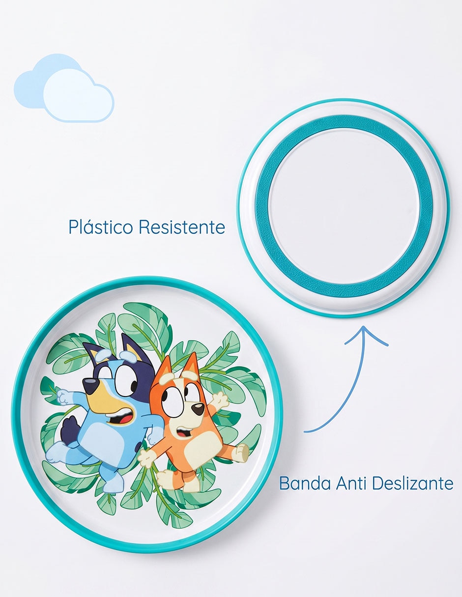 Kit vajilla infantil bluey de plástico 5 piezas 4