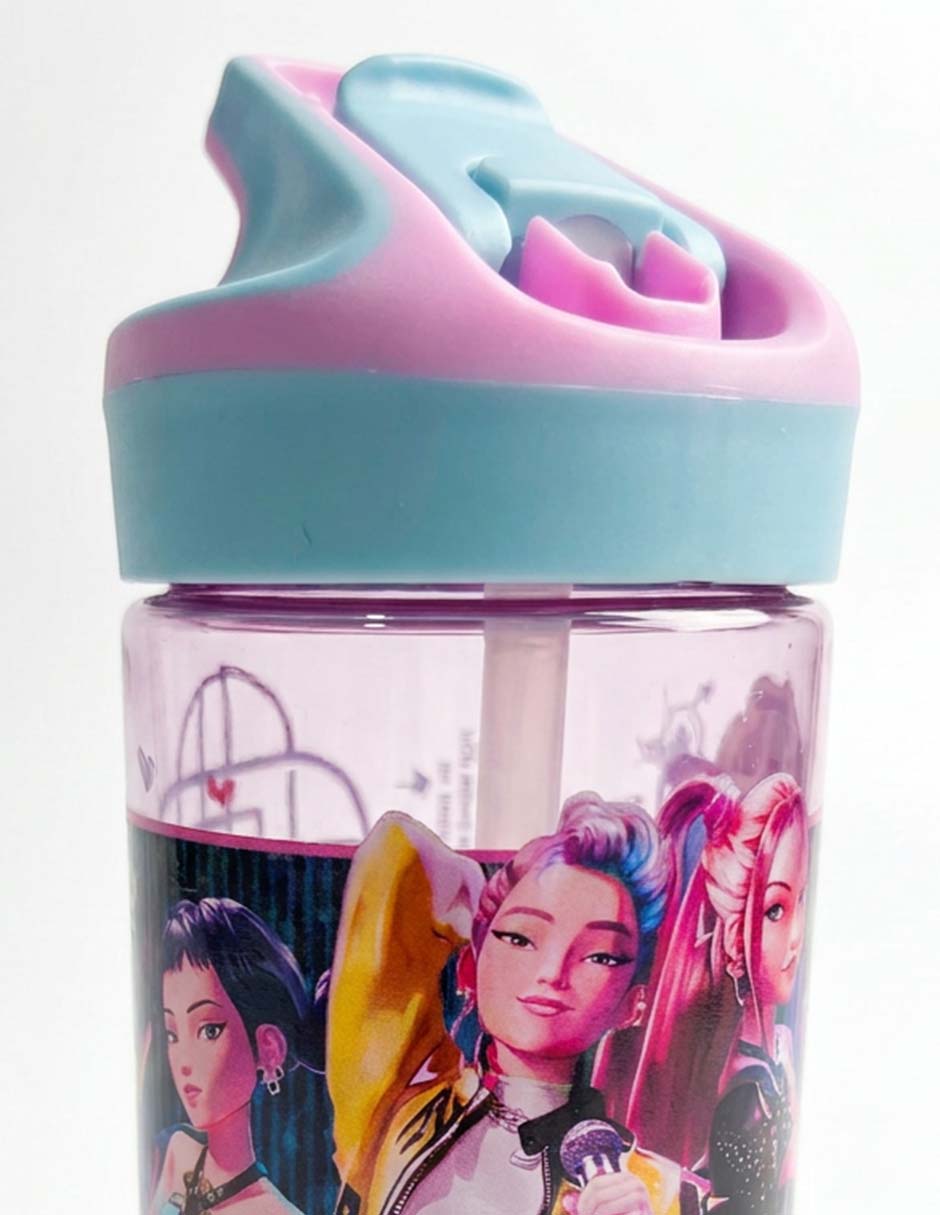 Botella de agua de plástico las guerreras k-pop con tapa rosca 475 ml