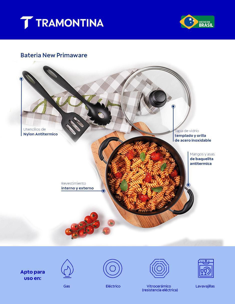 Batería de cocina New Primaware de aluminio antiadherente starflon max 9 piezas