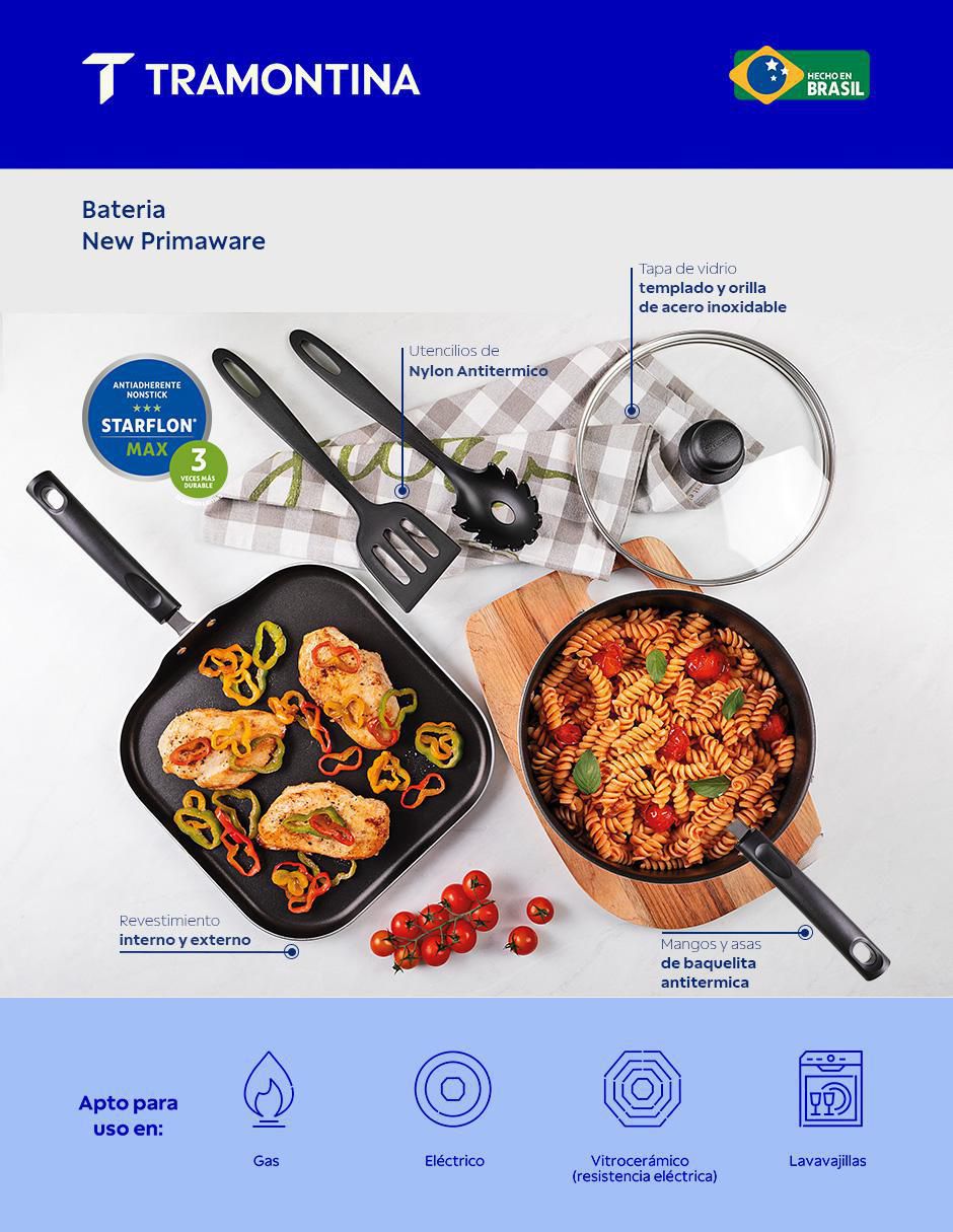 "batería de cocina" new primaware "de" aluminio "antiadherente" starflon max 9 piezas "piezas" 4