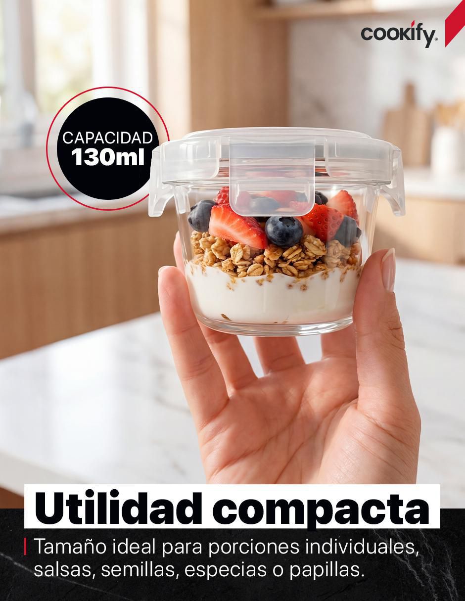 Set contenedores Cookify redondos herméticos sin valvula de vidrio 12 piezas