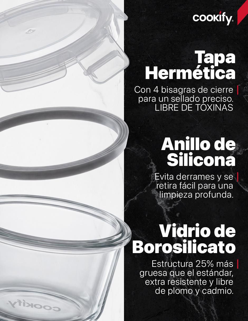 Set contenedores Cookify redondos herméticos sin valvula de vidrio 12 piezas