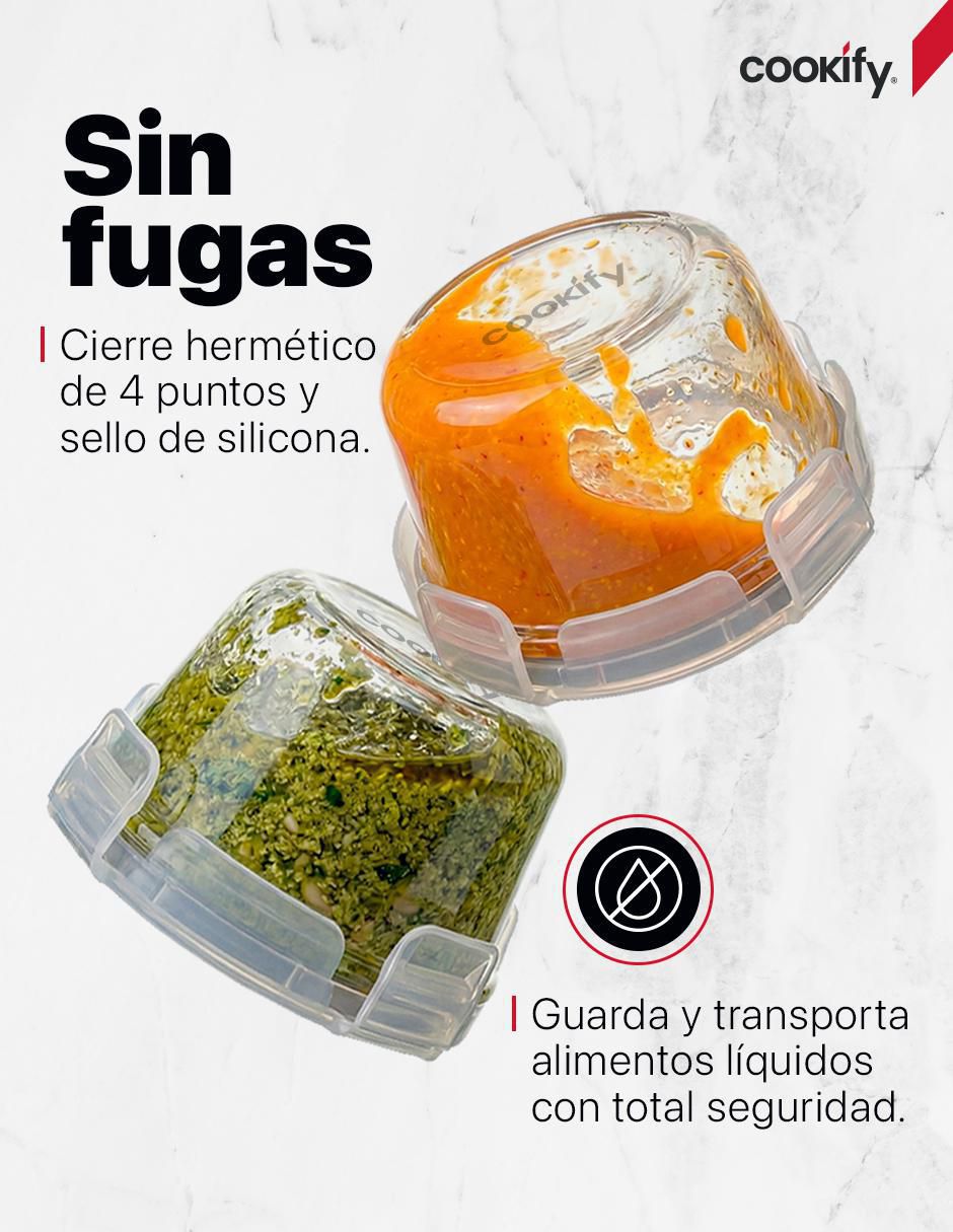 Set contenedores Cookify redondos herméticos sin valvula de vidrio 12 piezas