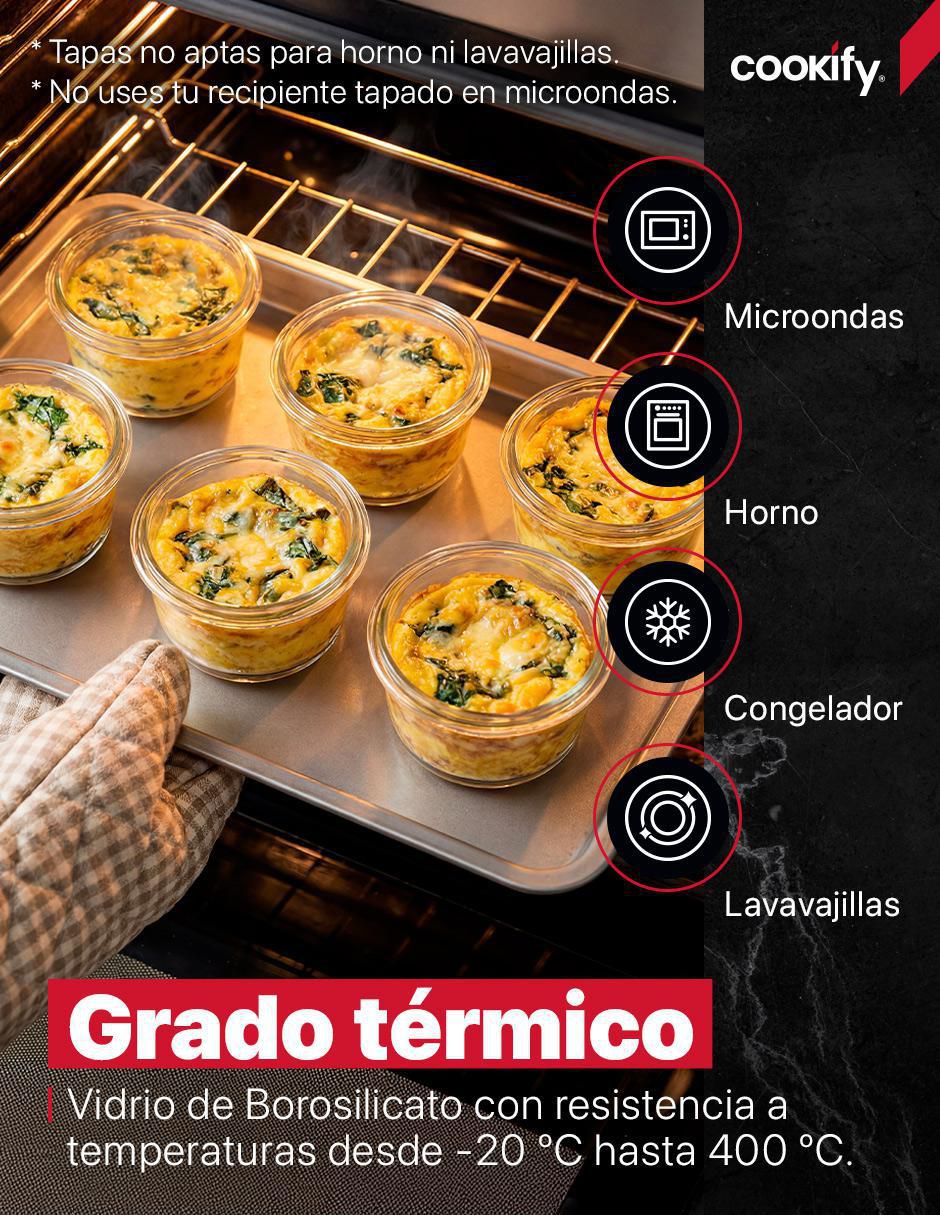 Set contenedores Cookify redondos herméticos sin valvula de vidrio 12 piezas