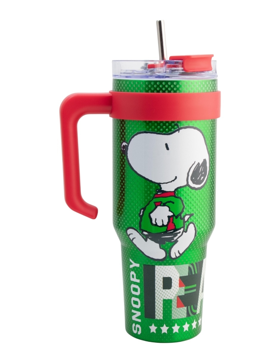 Termo de acero inoxidable Snoopy mundial con tapa rosca 1.2 l 2