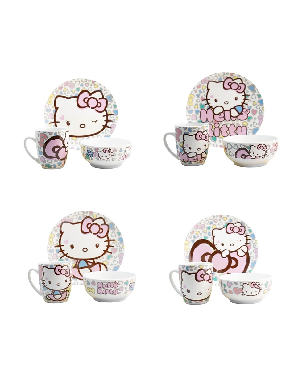 Vajilla cerrada hello kitty hello kitty de cerámica para 4 personas