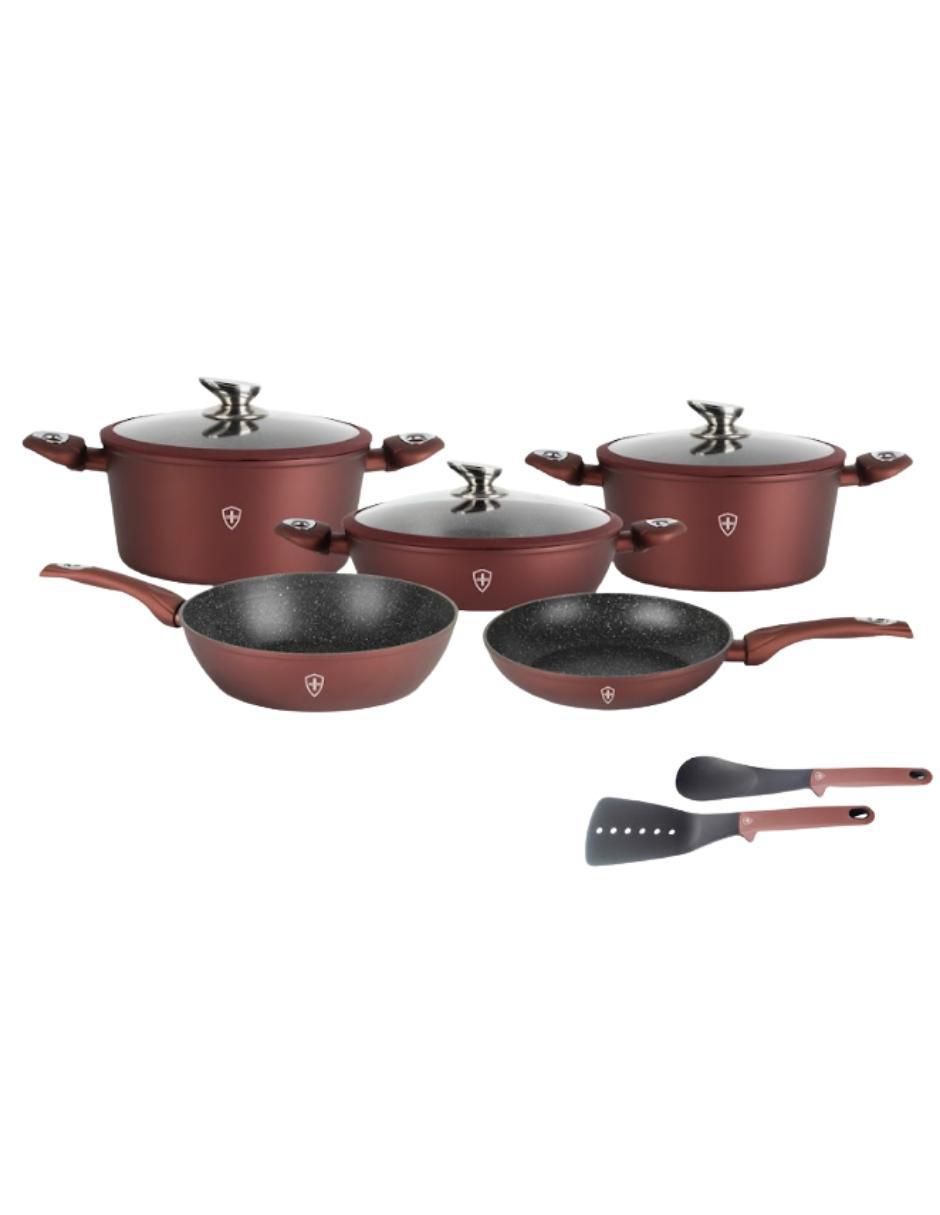 Batería de cocina Hsm SSBAT10N2 de aluminio esmaltado antiadherente minerales naturales 10 piezas