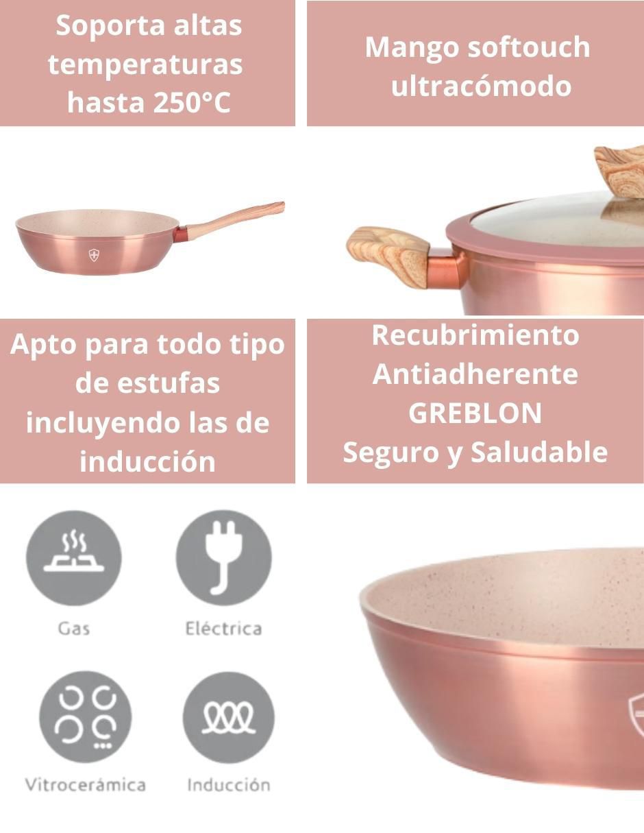 Batería de cocina SSBAT10B2 de aluminio esmaltado antiadherente minerales naturales 10 piezas 8
