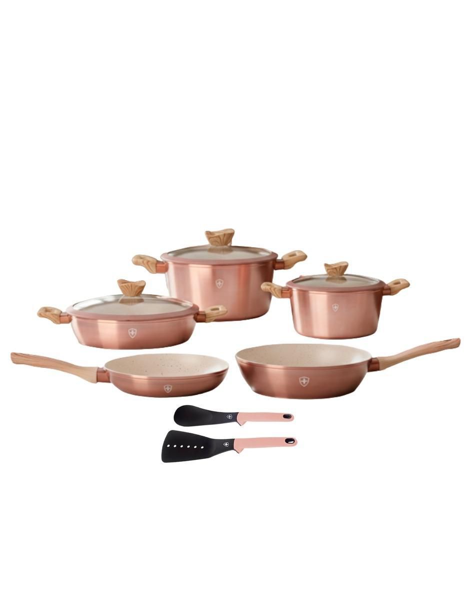Batería de cocina SSBAT10B2 de aluminio esmaltado antiadherente minerales naturales 10 piezas