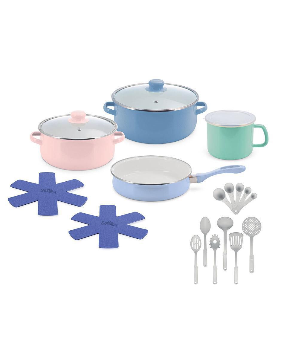 Batería de cocina C0455-00 de acero vitrificado antiadherente sin PFOA 20 piezas